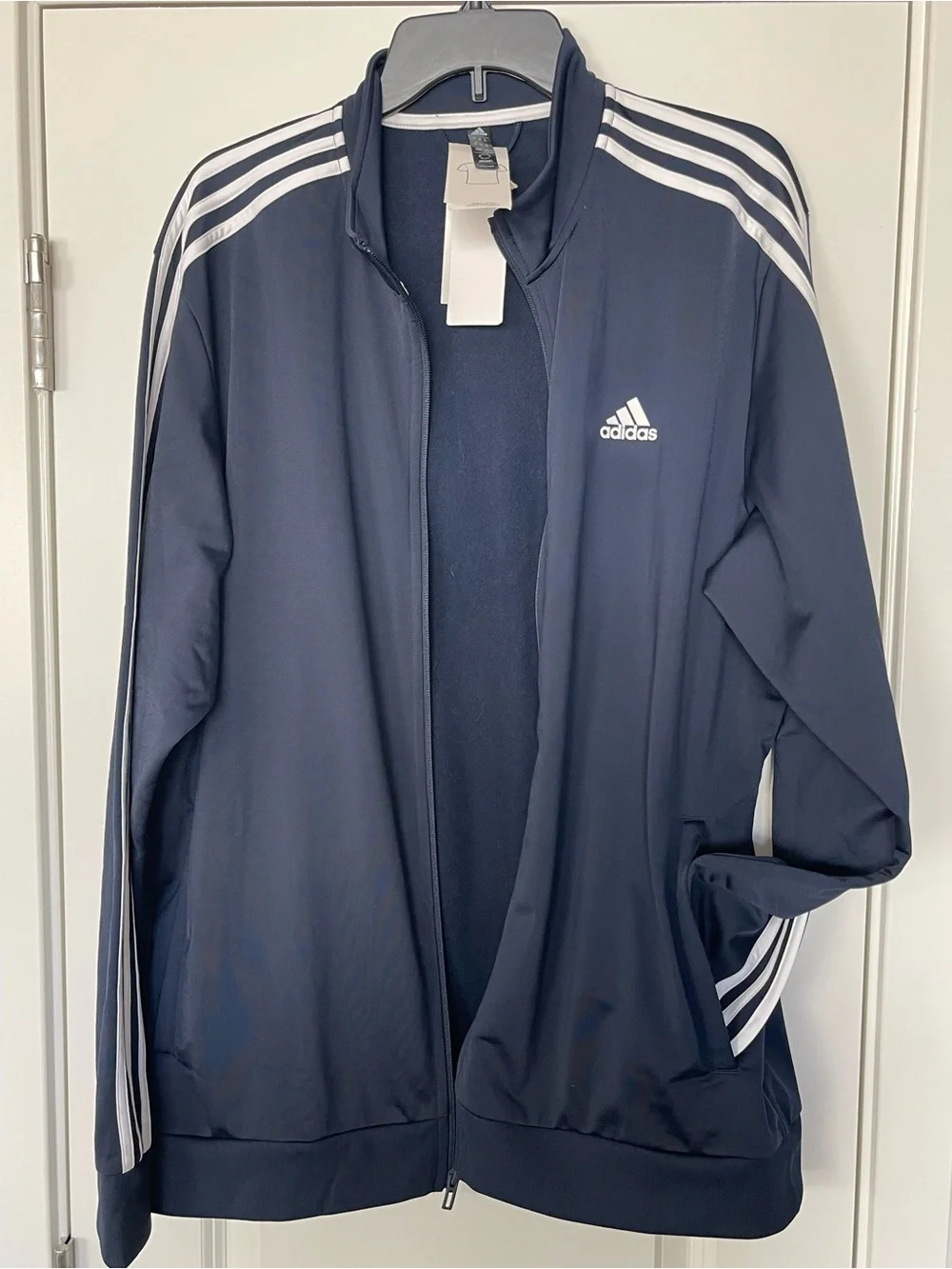 adidas Navy and White Lightweight Track Jacket